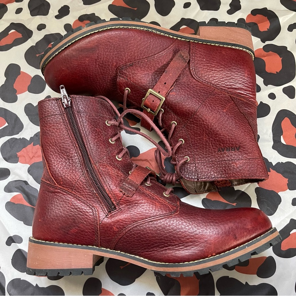 Red Combat Boots - Picture 2 of 6